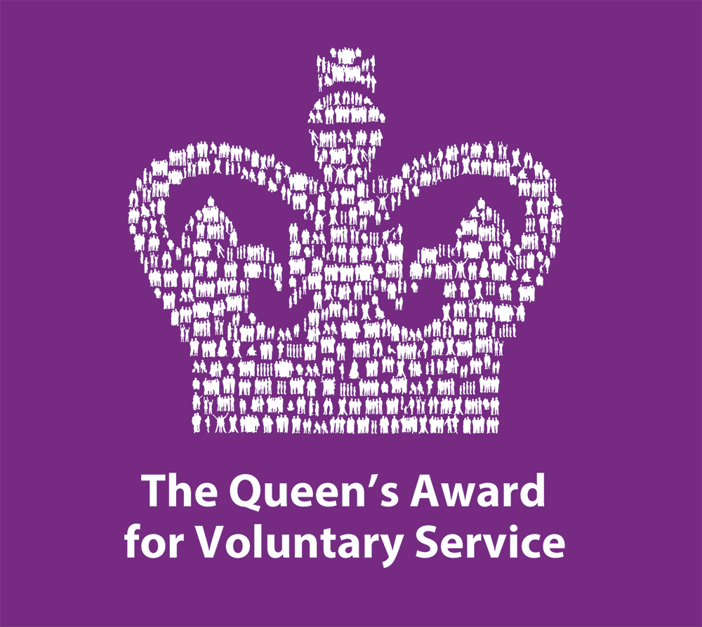 QAVS Queen's Award for Voluntary Services logo reversed